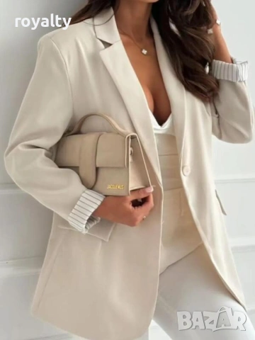 Дамско Бежово Елегантно Сако с Ефектни Ръкави