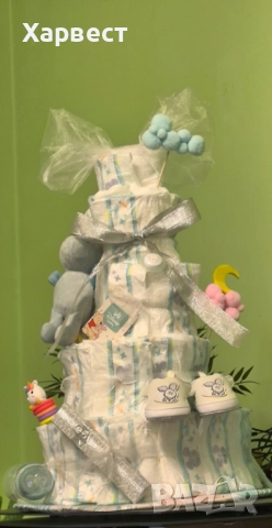 Изработка на торти от памперси, снимка 2 - Пелени, памперси - 52330563