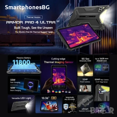Ulefone ARMOR PAD 4 ULTRA Thermal 5G 16GB RAM 256GB ROM Таблет с IP68, снимка 9 - Таблети - 53796200