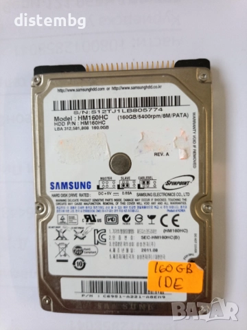 Твърд диск за компютър IDE / PATA HDD Samsung  HM160HC  160Gb 2.5''