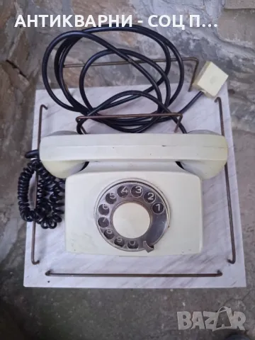Комплект Соц Стара Мраморна Масичка Стойка С Домашен Телефон., снимка 2 - Антикварни и старинни предмети - 50074441