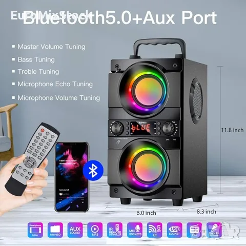 Мощен Преносим Bluetooth Високоговорител SUPNIU A21 60W, RGB Светлини, снимка 2 - Bluetooth тонколони - 55902815