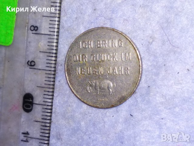 PROSIT NEUJAHR СТАРИННА НОВОГОДИШНА НЕМСКА ПОСРЕБРЕНА БРОНЗОВА МОНЕТА За ЩАСТИЕ КЪСМЕТ 38582, снимка 9 - Антикварни и старинни предмети - 41501295