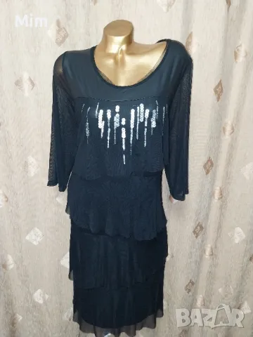 2XL Черна рокля на волани , снимка 7 - Рокли - 49147470