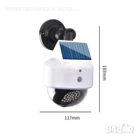 Водоустойчива 38+1 led соларна фалшива камера лампа с дистанционно , снимка 5 - Други - 53041484