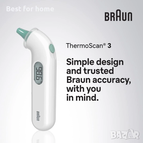 Термометър за ухо Braun ,измерване за 1 секунда, звуков индикатор за температура, цифров дисплей, снимка 8 - Уреди за диагностика - 51808309