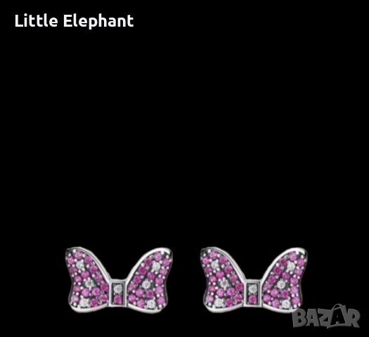 Сребърни обеци Пандора,Дисни Мини панделки dark pink/нови