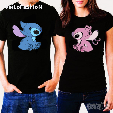 Тениски за двойки Стич и Ейнджъл (Stitch & Angel), снимка 1 - Тениски - 44744193