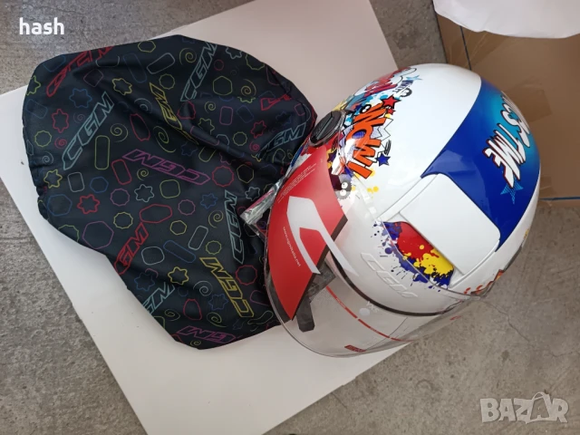 Детска мотоциклетна каска CGM 261G MINI COMICS бяла 261G-ALA-79-YE размер JXL, (53-54cm), снимка 6 - Спортна екипировка - 50784084