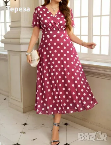 🆕 Рокля на точки/ 2XL-3XL, снимка 5 - Рокли - 50132222