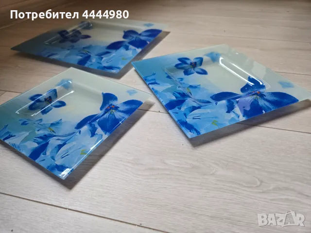 Сини чинийки 3 броя в комплект или на брой, снимка 2 - Чинии - 49897204