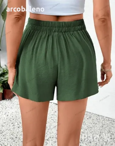 Ежедневни дамски къси панталони с висока талия и джобове, снимка 6 - Къси панталони и бермуди - 49860244