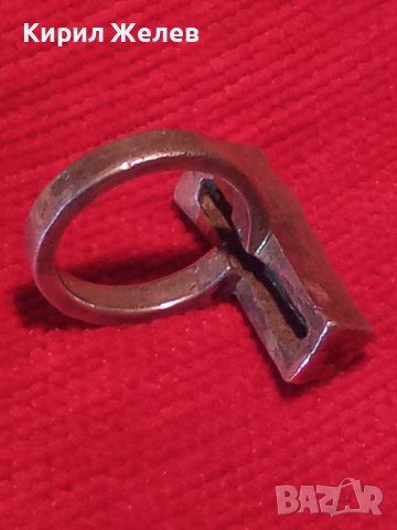 СТАРИНЕН СРЕБЪРЕН АРТ НУВО ПРЪСТЕН ВИСОКА ПРОБА МАСИВНО СРЕБРО РЪЧНА МАЙСТОРСКА ИЗРАБОТКА 26841, снимка 2 - Пръстени - 34884003