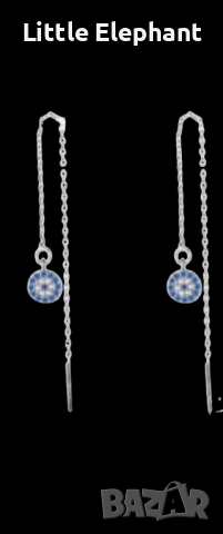 Сребърни висящи обеци,колекция"Luck"Devils eye",пиърсинг/нови