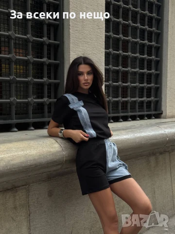 Дамски Памучен Летен Комплект С Деним👚🩳Дамски Къс Екип - 4 Налични Цвята Код A688, снимка 6 - Комплекти - 50775221