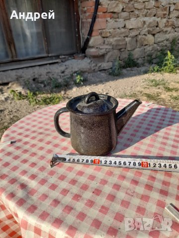 Стар емайлиран чайник #29, снимка 3 - Антикварни и старинни предмети - 33854654
