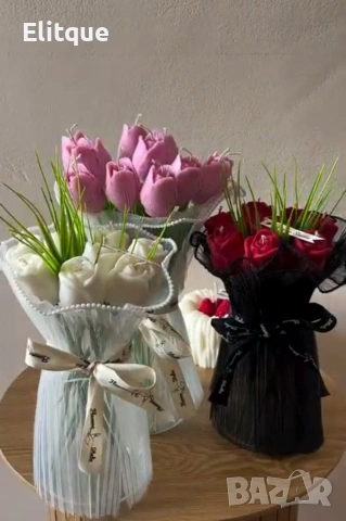 ръчно изработени сапунени букети лалета