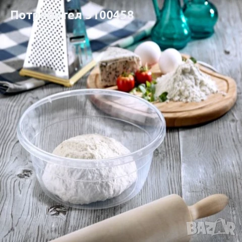 Купа за месене и втасване на тесто с капак - цветна или прозрачна, снимка 1