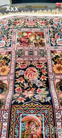 Ръчно тъкан копринен килим.Антика за ценители., снимка 6 - Килими - 53487927