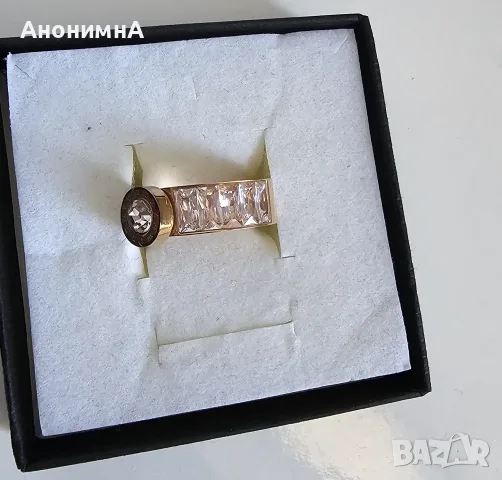 Стоманен пръстен с камъни , снимка 4 - Пръстени - 55985606