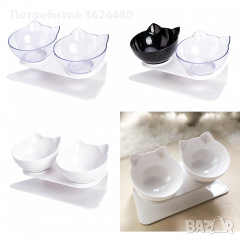 Модерна двойна купа за храна и вода за котки, снимка 3 - Други стоки за животни - 40006120