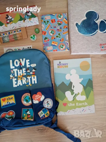 Детска раница/ ученически комплект Мики Маус и приятели/Mickey Mouse Love the Earth