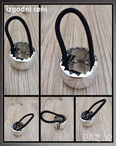 Ластик за коса халка, пластмаса, сребрист, снимка 1