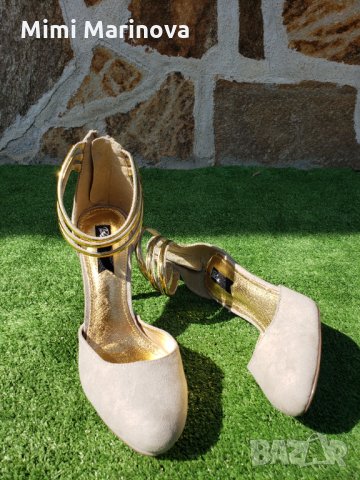 Сиви велурени обувки на ток сандалки, снимка 5 - Дамски обувки на ток - 26975639