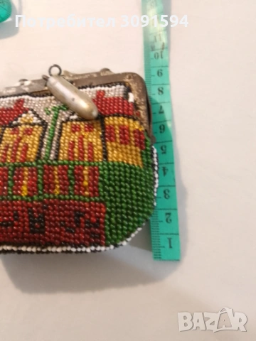  Много рядко Антично османско портмоне ,със куршум -  затворнически мъниста Стъклени пясъчни мъниста, снимка 5 - Други ценни предмети - 53018963