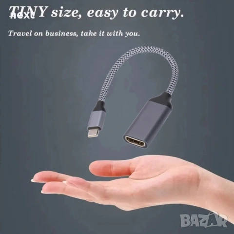 Type-C към HDMI 4K 60Hz адаптер конверторен кабел за лаптоп, таблет, телевизор, MacBook, снимка 7 - Кабели и адаптери - 53570483