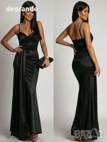 Модна дамска рокля в актуален цвят Зелено и Черно със слим кройка.Материя сатен , снимка 2 - Рокли - 51145276