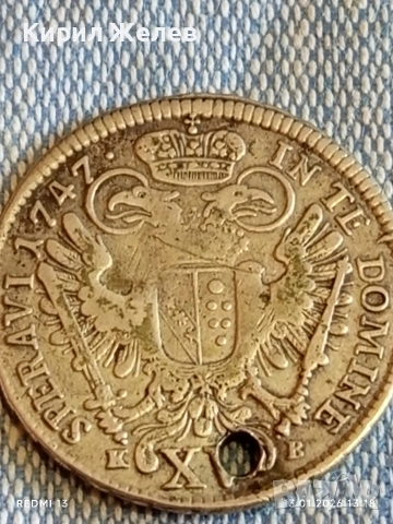 Сребърна монета 15 кройцера 1747г. Франц първи Австрия 52885, снимка 14 - Нумизматика и бонистика - 53084320