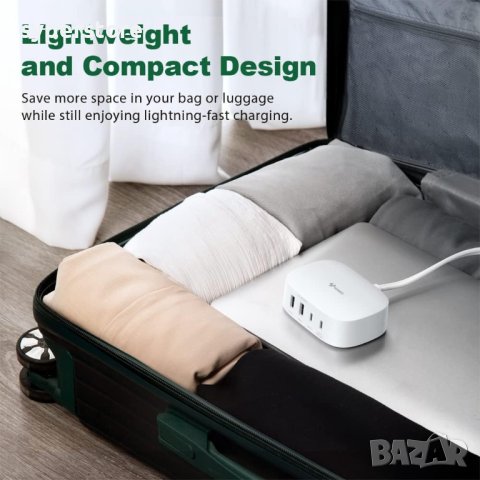 Зарядно 220V 4 USB порта и Type C, 35W Fast Charge Digital One SP00883 Quick Power Charge 3.0, 1м, снимка 5 - Друга електроника - 42385491