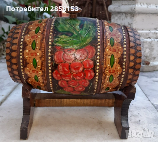Дървено буре за вино сувенир от соц време, снимка 5 - Антикварни и старинни предмети - 53043044