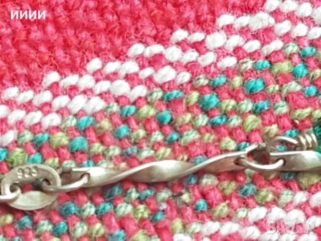 Сребърна гривна с камъчета , снимка 2 - Гривни - 53368750