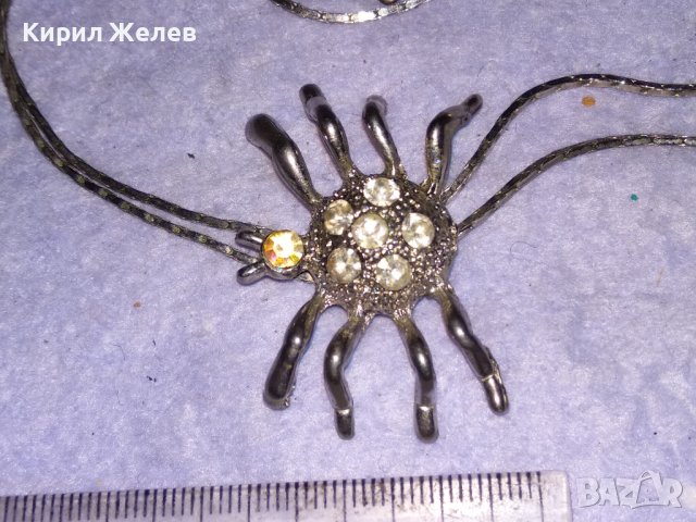 ЕФЕКТНО ПОСРЕБРЕНО КОЛИЕ с ФИГУРАЛЕН ПЕНДАНТ ПАЯЧЕ с ИСКРЯЩИ КРИСТАЛИ 38658, снимка 8 - Колиета, медальони, синджири - 41682632
