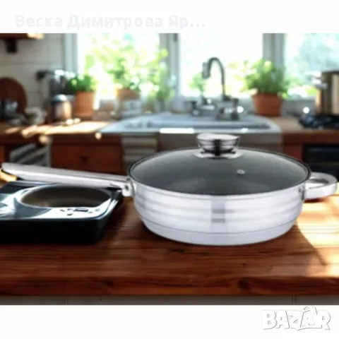 Тиган Bohmann, 24х7.5 см. 3.4л., неръждаема стомана, тефлон покритие, снимка 4 - Съдове за готвене - 49652325