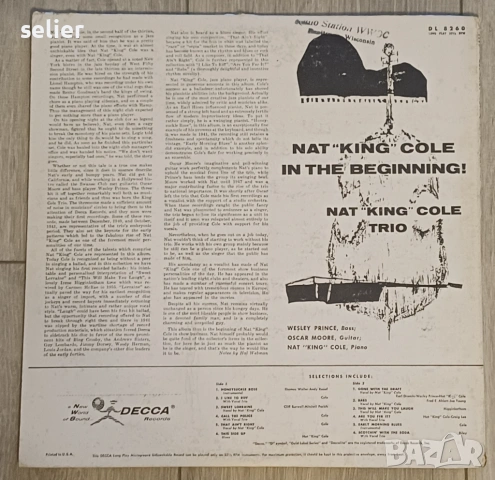 Nat 'King' Cole Trio – In The Beginning Издание 🇺🇸 USA 1956г PROMO издание Състояние на винила:VG+, снимка 2 - Грамофонни плочи - 53070383
