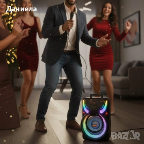 WSJAR E-8809 – Портативна караоке тонколона с микрофон и LED ефекти, снимка 4 - Тонколони - 52759996