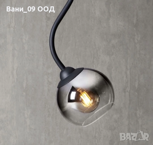 Полилей с абажур от опушено стъкло, снимка 3 - Лампи за таван - 51665737