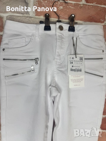 Бели дънки Zara Basic, снимка 6 - Дънки - 37316304