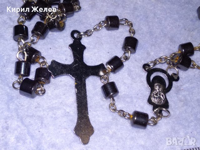 РИМОКАТОЛИЧЕСКА ОГЪРЛИЦА МОЛИТВЕНА БРОЕНИЦА ХЕМАТИТ със СРЕБРИСТИ РАЗПЯТИЕ и ДВУСТРАННА ИКОНКА 26376, снимка 9 - Колиета, медальони, синджири - 41389358