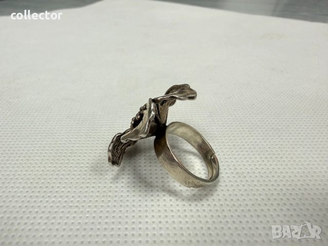 Сребърен пръстен с флорален мотив - Магнолия. №7795, снимка 5 - Пръстени - 52928409