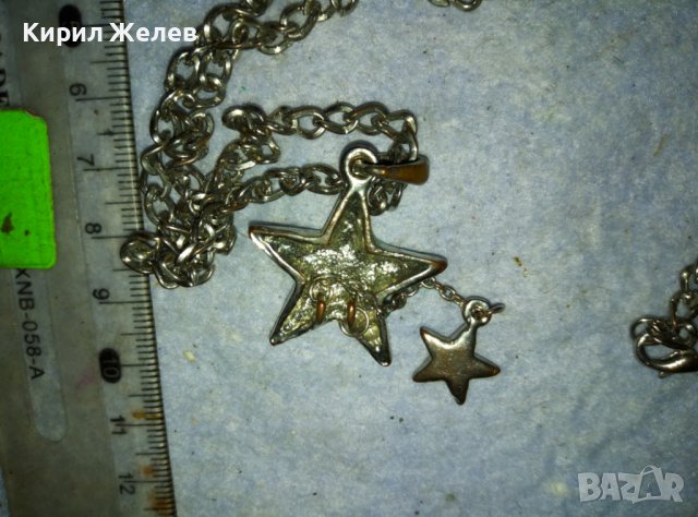 ЗДРАВА НИКЕЛИРАНА СТОМАНЕНА ВЕРИЖКА КОЛИЕ със ЗВЕЗДОВИДЕН МЕДАЛЬОН с КРИСТАЛЧЕТА 37439, снимка 6 - Колиета, медальони, синджири - 42087918