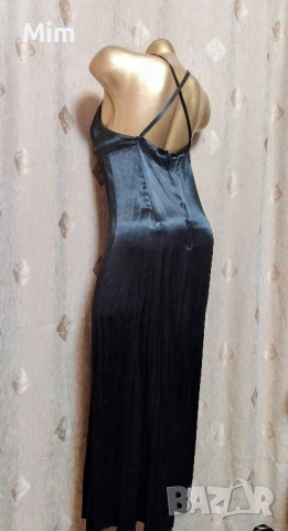 ZARA M Черна, сатенена, дълга нощница , снимка 5 - Нощници - 52193007