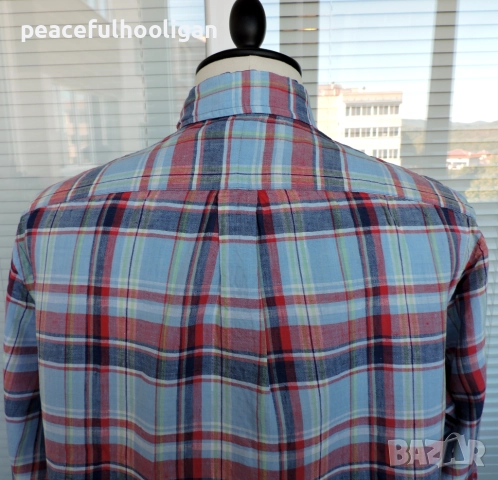 POLO RALPH LAUREN  -мъжка  карирана риза от лен размер L , снимка 11 - Ризи - 52949409