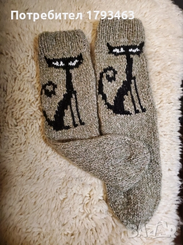 Мъжки Коледни ръчно плетени чорапи размер 43, снимка 4 - Мъжки чорапи - 34620972
