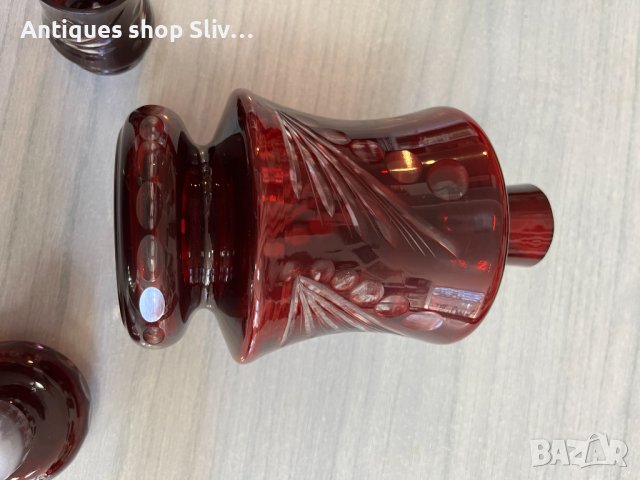 Стъклена гарафа с чаши "Бохемия". №4523, снимка 7 - Антикварни и старинни предмети - 42160808