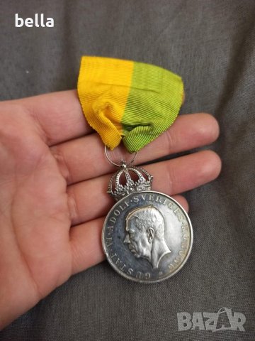 Сребърен медал Gustav Vl, снимка 3 - Антикварни и старинни предмети - 42552625