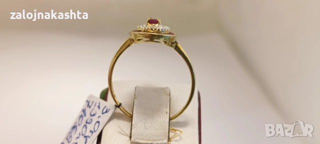 Златен пръстен с Рубин и Брилянти-3,00гр/18кр, снимка 5 - Пръстени - 52722878